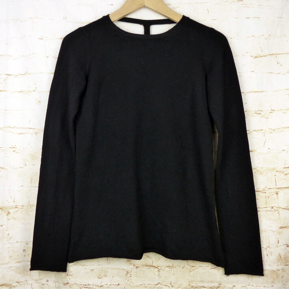 Leetha Back T Cut Out Cashmere Sweater Womens XS Black Pullover Grunge Goth Sexy - Picture 2 of 13